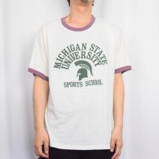 画像2: 80's RUSSELL ATHLETIC USA製 ”MICHIGAN STATE UNIVERSITY" カレッジプリントリンガーTシャツ XL (2)