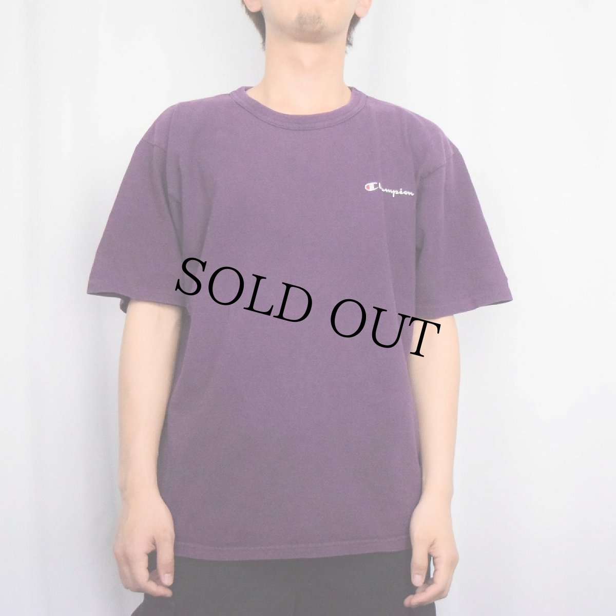 画像2: 80〜90's Champion USA製 青刺繍タグ ロゴプリントTシャツ L (2)