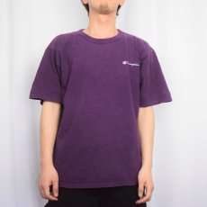 画像2: 80〜90's Champion USA製 青刺繍タグ ロゴプリントTシャツ L (2)