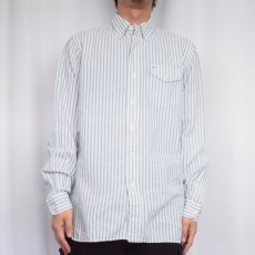画像2: Ralph Lauren ストライプ柄×猫目ボタン コットンシャツ S (2)