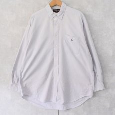 画像1: Ralph Lauren "BIG SHIRT" ストライプ柄 ロゴ刺繍 コットンボタンダウンシャツ L (1)