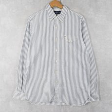 画像1: Ralph Lauren ストライプ柄×猫目ボタン コットンシャツ S (1)