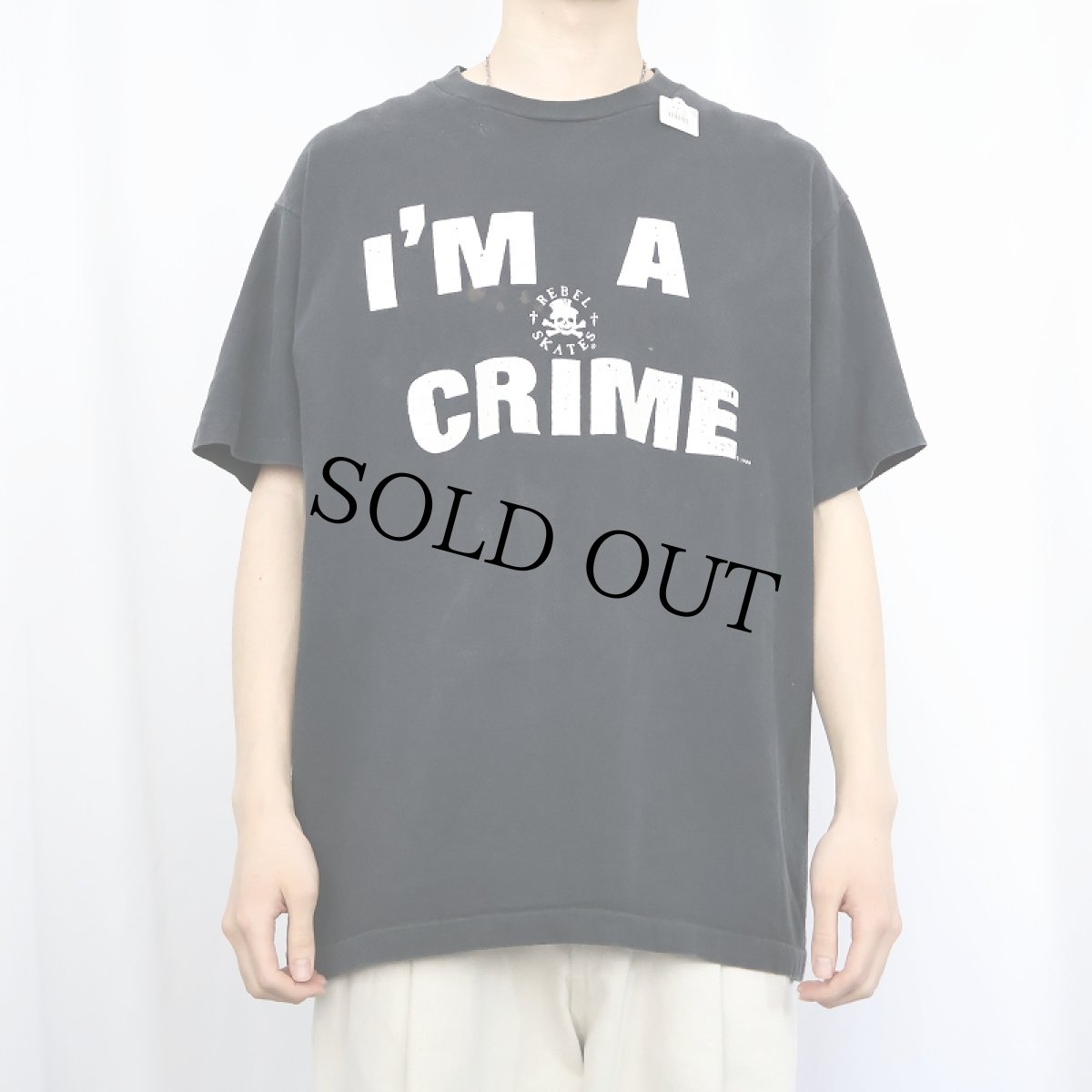 画像2: 90's REBEL SKATES "I'M A CRIME" プリントTシャツ BLACK (2)