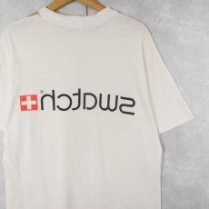画像1: 90's swatch 時計ブランドロゴプリントTシャツ (1)