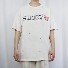 画像2: 90's swatch 時計ブランドロゴプリントTシャツ (2)