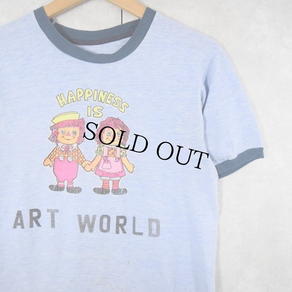 画像1: 70's "HAPPINESS IS" イラストプリント リンガーＴシャツ (1)