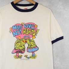 画像1: 80's AMERICAN GREETINGS CORPORATION "Make Love, Not Warts!" パロディプリント リンガーＴシャツ L (1)
