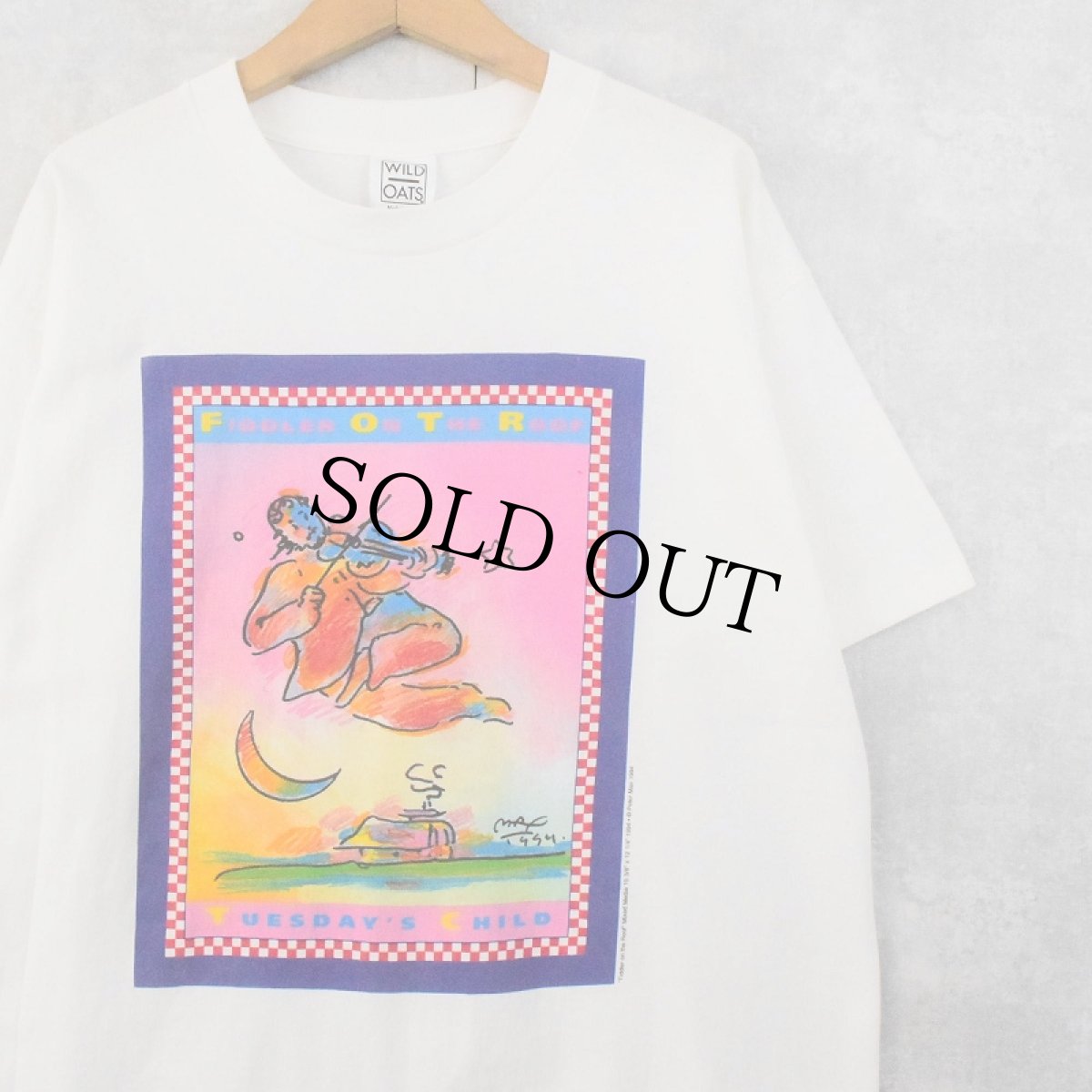 画像1: 90's PETER MAX USA製 "FIDDLER ON THE ROOF" アートプリントTシャツ XL (1)