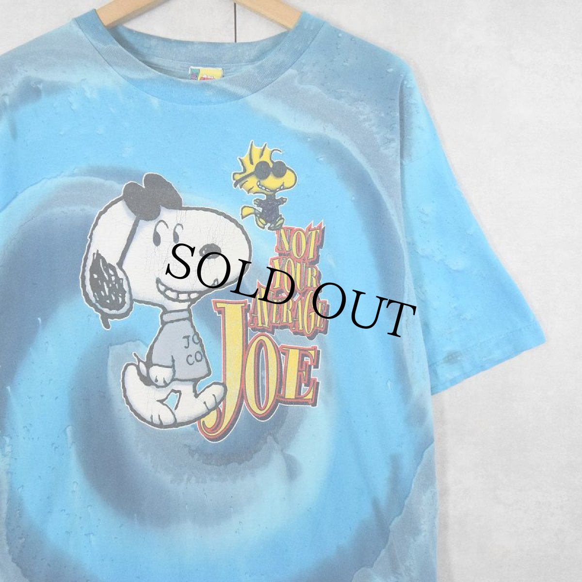 画像1: 90〜2000's SNOOPY "NOT YOUR AVERAGE JOE" タイダイ キャラクタープリントＴシャツ L (1)