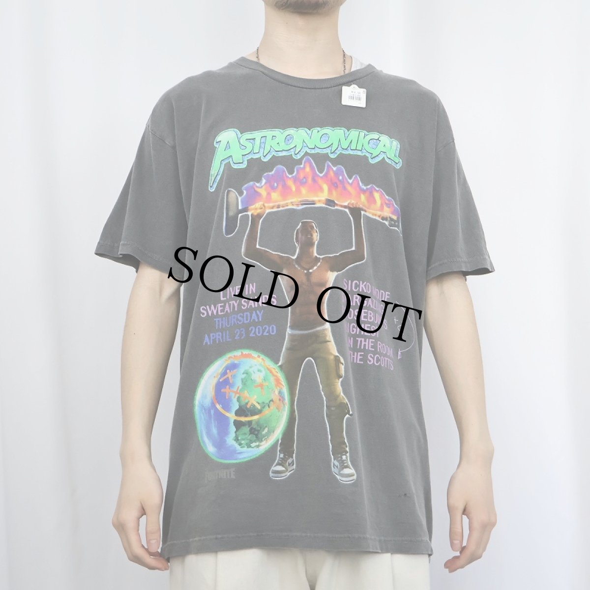 画像3: Travis Scott ”Cactus Jack×Fortnite” ロゴプリント ヒップホップTシャツ M (3)