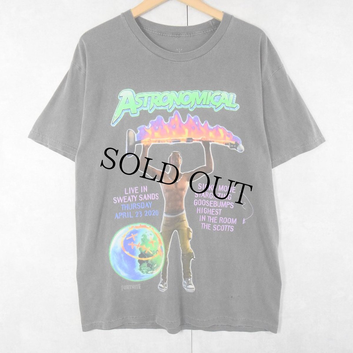 画像1: Travis Scott ”Cactus Jack×Fortnite” ロゴプリント ヒップホップTシャツ M (1)