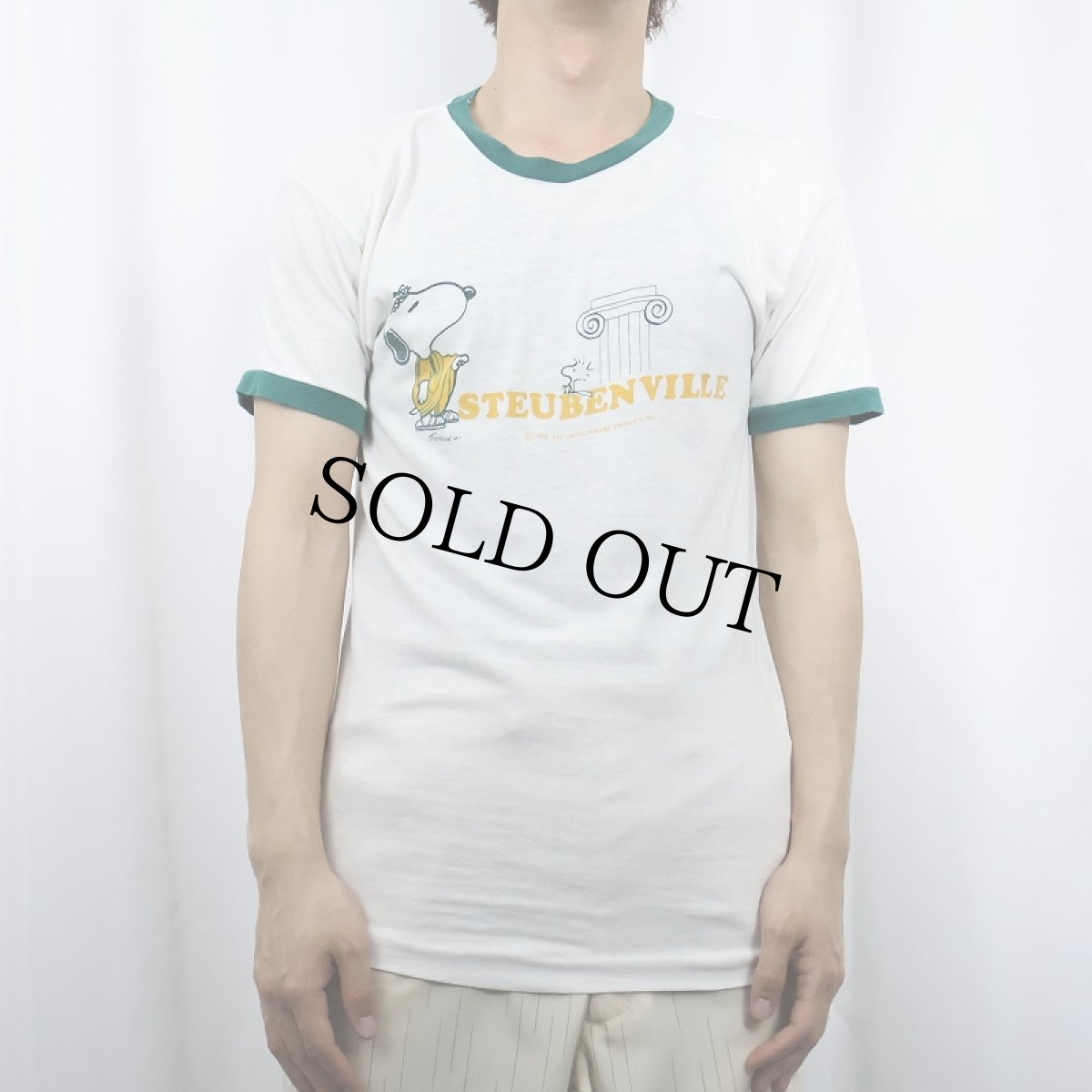 画像2: 70's Champion バータグ USA製 "SNOOPY" キャラクタープリント リンガーTシャツ L (2)