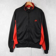 画像1: 90's NIKE 銀タグ ロゴ刺繍 トラックジャケット BLACK L (1)