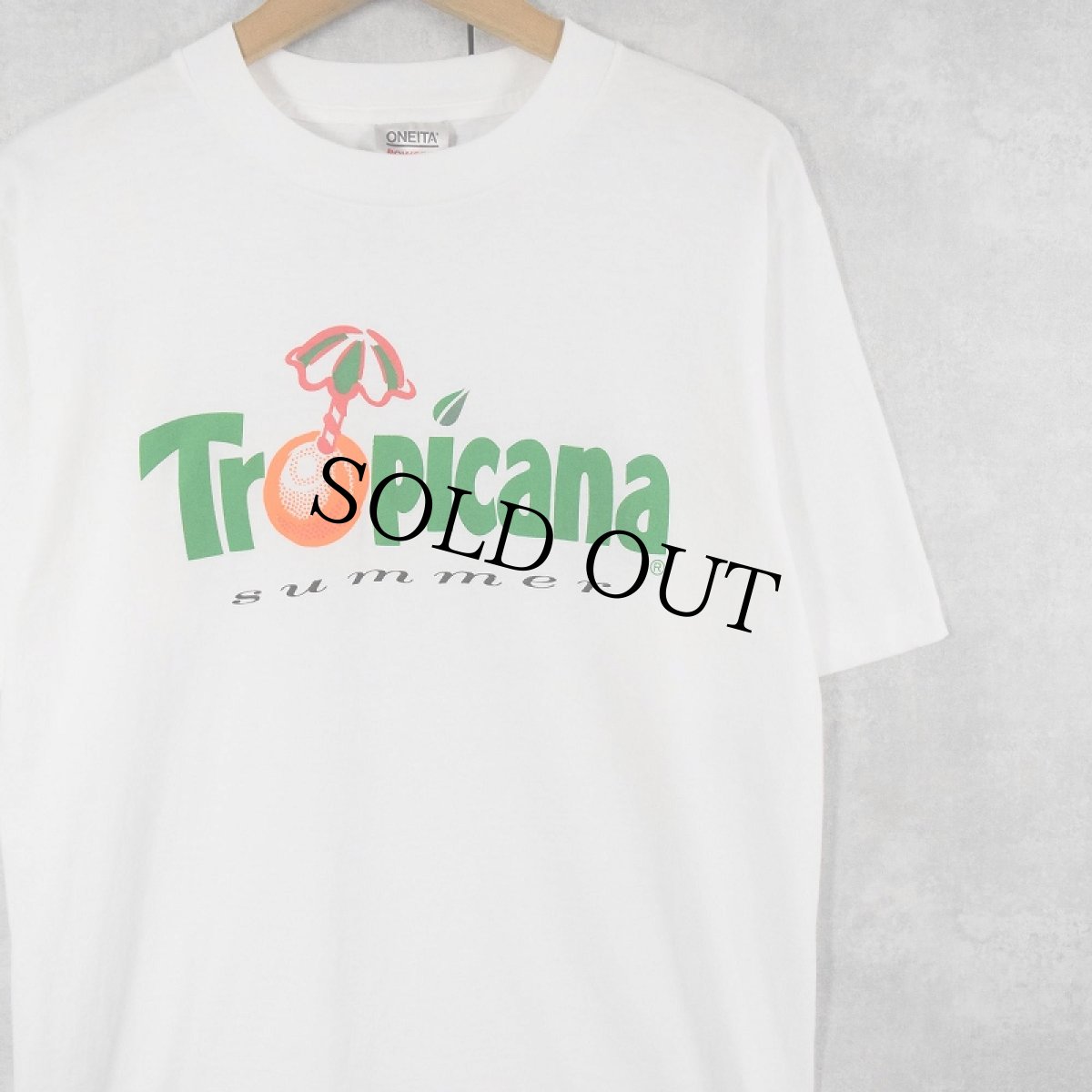 画像1: 90's Tropicana 飲料メーカー プリントTシャツ L (1)