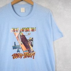 画像1: 80's FRANKENSTEIN "SOME MORNINGS I NEED A JUMP START!" モンスター ラメプリントTシャツ (1)