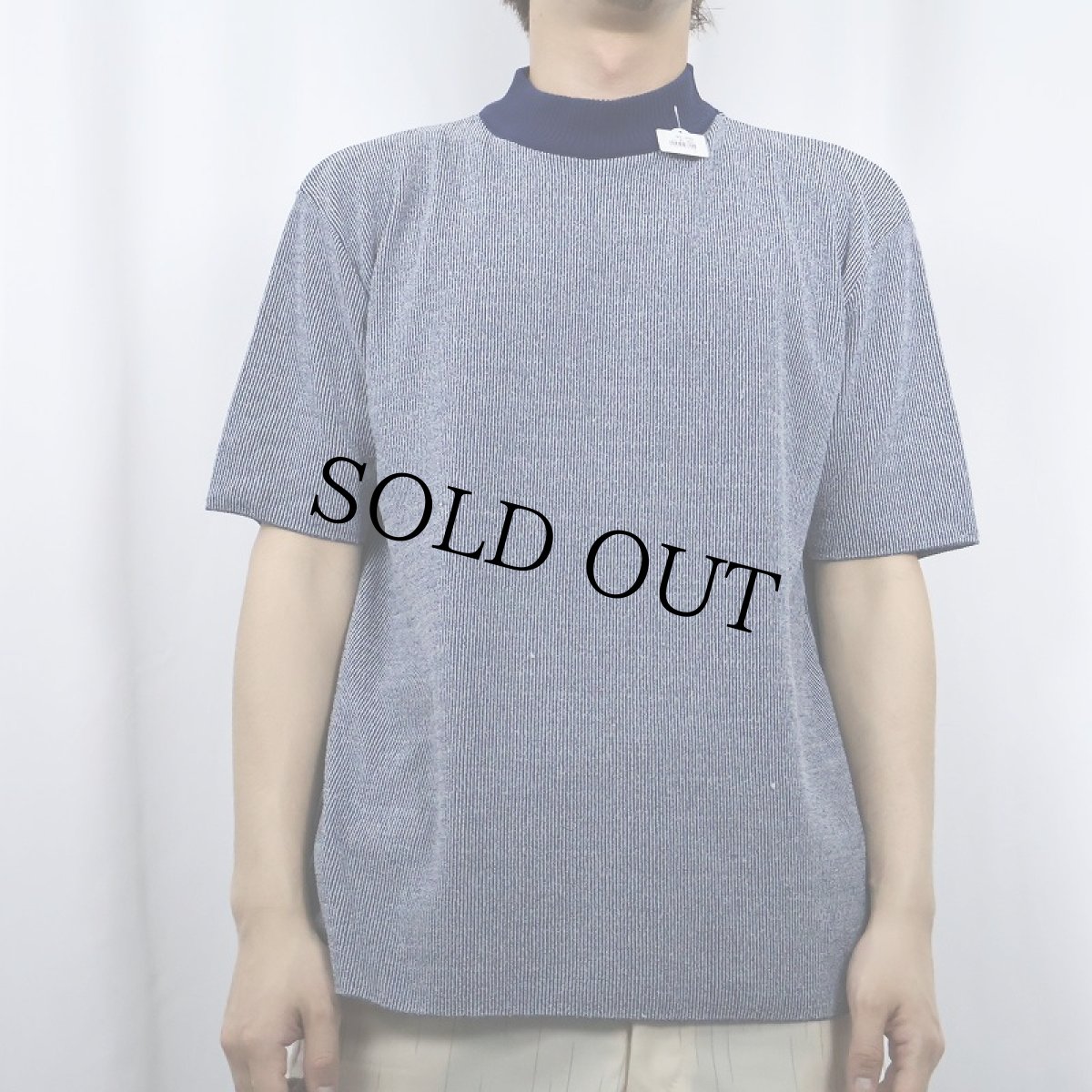 画像2: 70〜80's BAN-LON ハイネック 半袖ニットセーター XL (2)