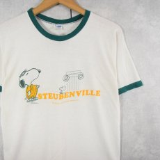 画像1: 70's Champion バータグ USA製 "SNOOPY" キャラクタープリント リンガーTシャツ L (1)
