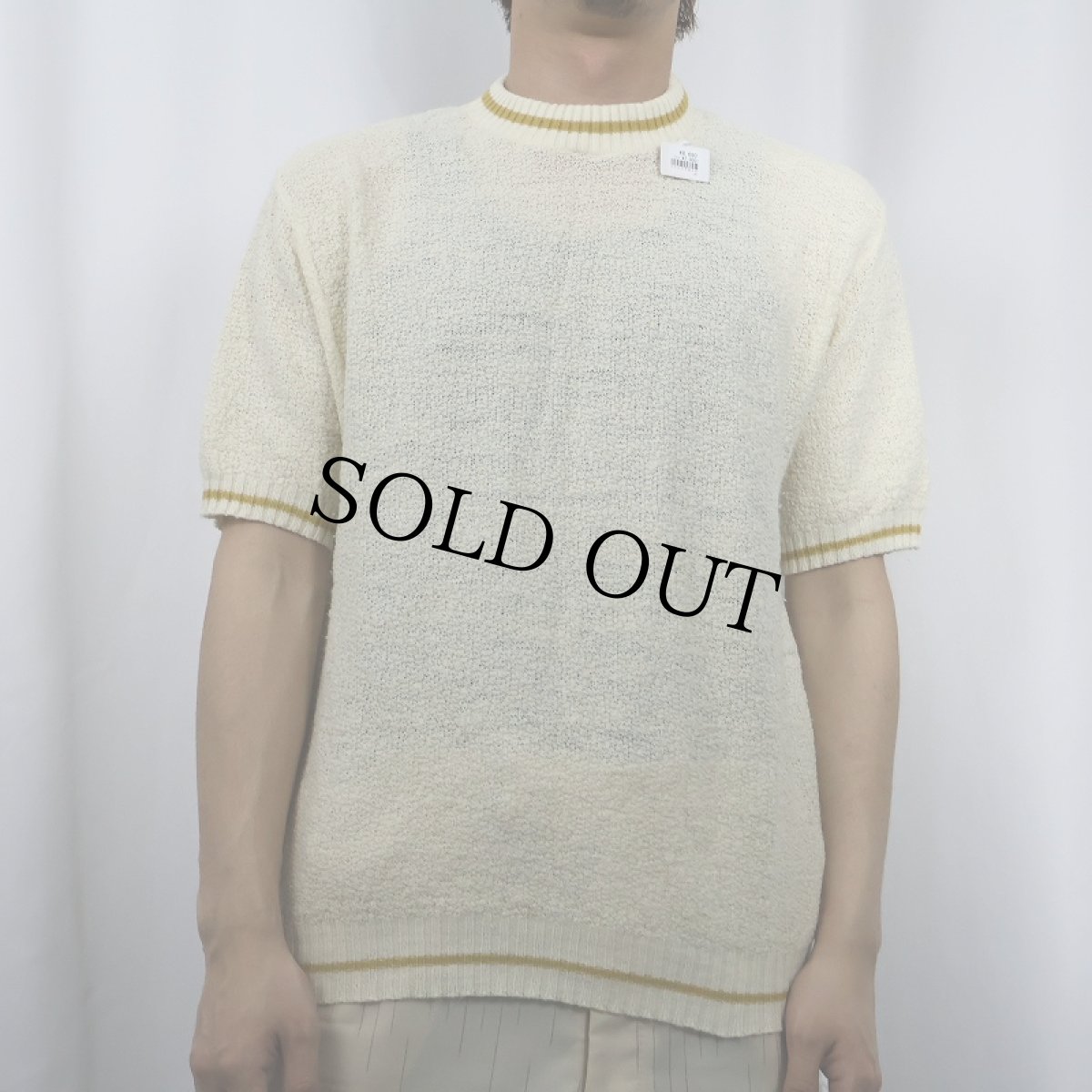 画像2: 60〜70's ARROW ハイネック 半袖アクリルニットセーター XL (2)