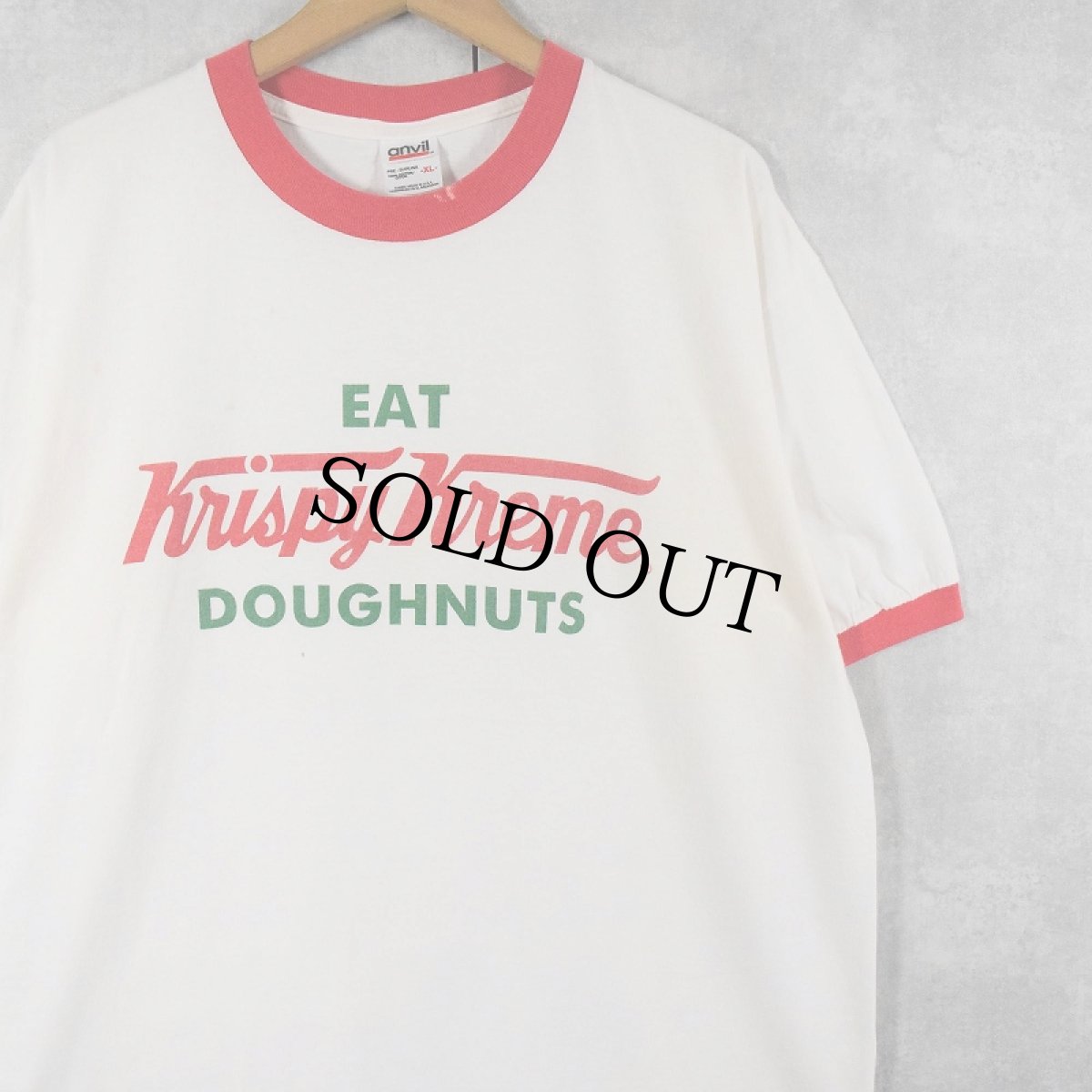 画像1: Krispy Kreme Doughnuts ドーナツショップ プリント リンガーTシャツ XL (1)