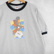 画像1: Krispy Kreme Doughnuts ドーナツショップ プリント リンガーTシャツ XL (1)
