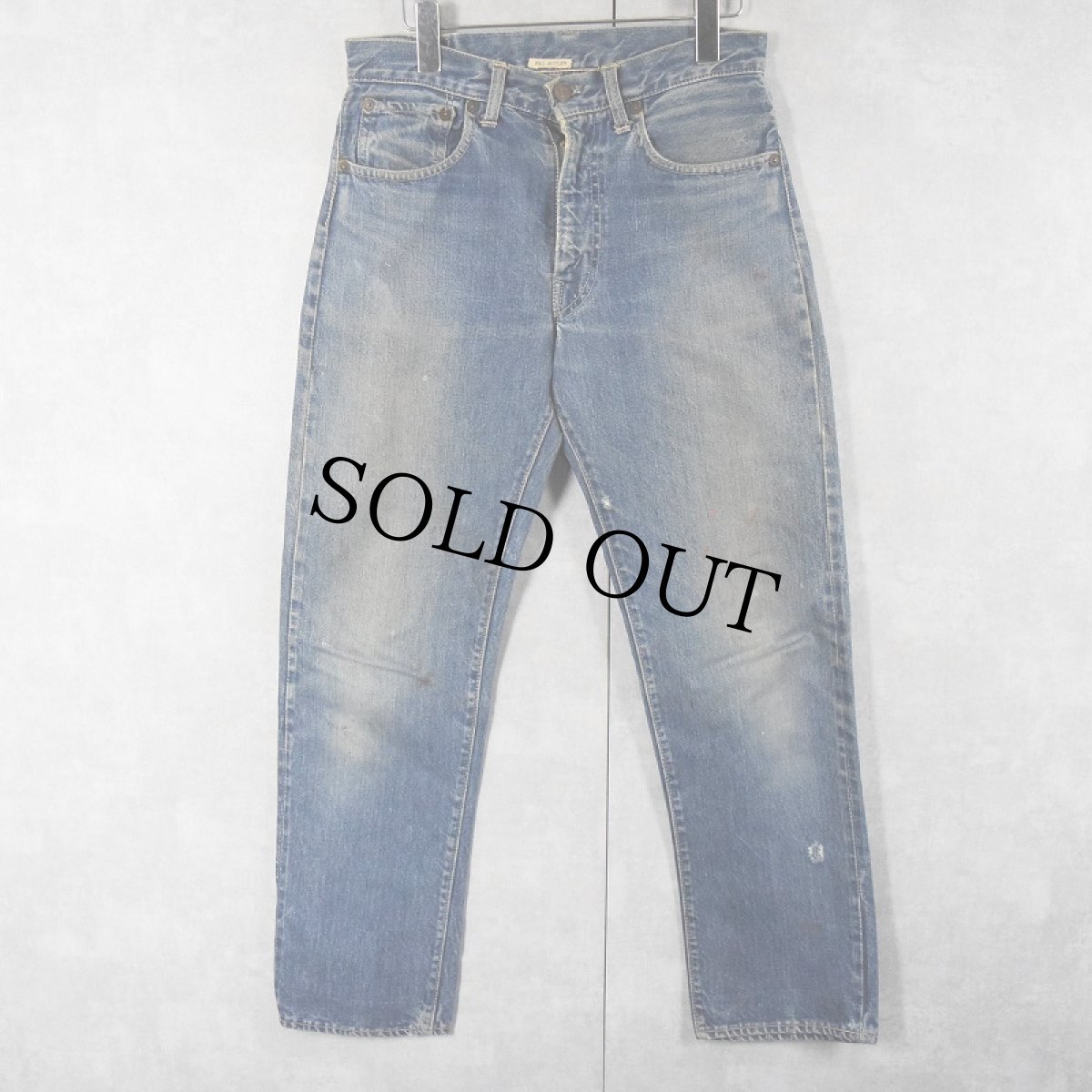 画像1: 60's LEVI'S 551ZXX BIGE "ギャラ入り&オフセット" 紙パッチ デニムパンツ W30 (1)