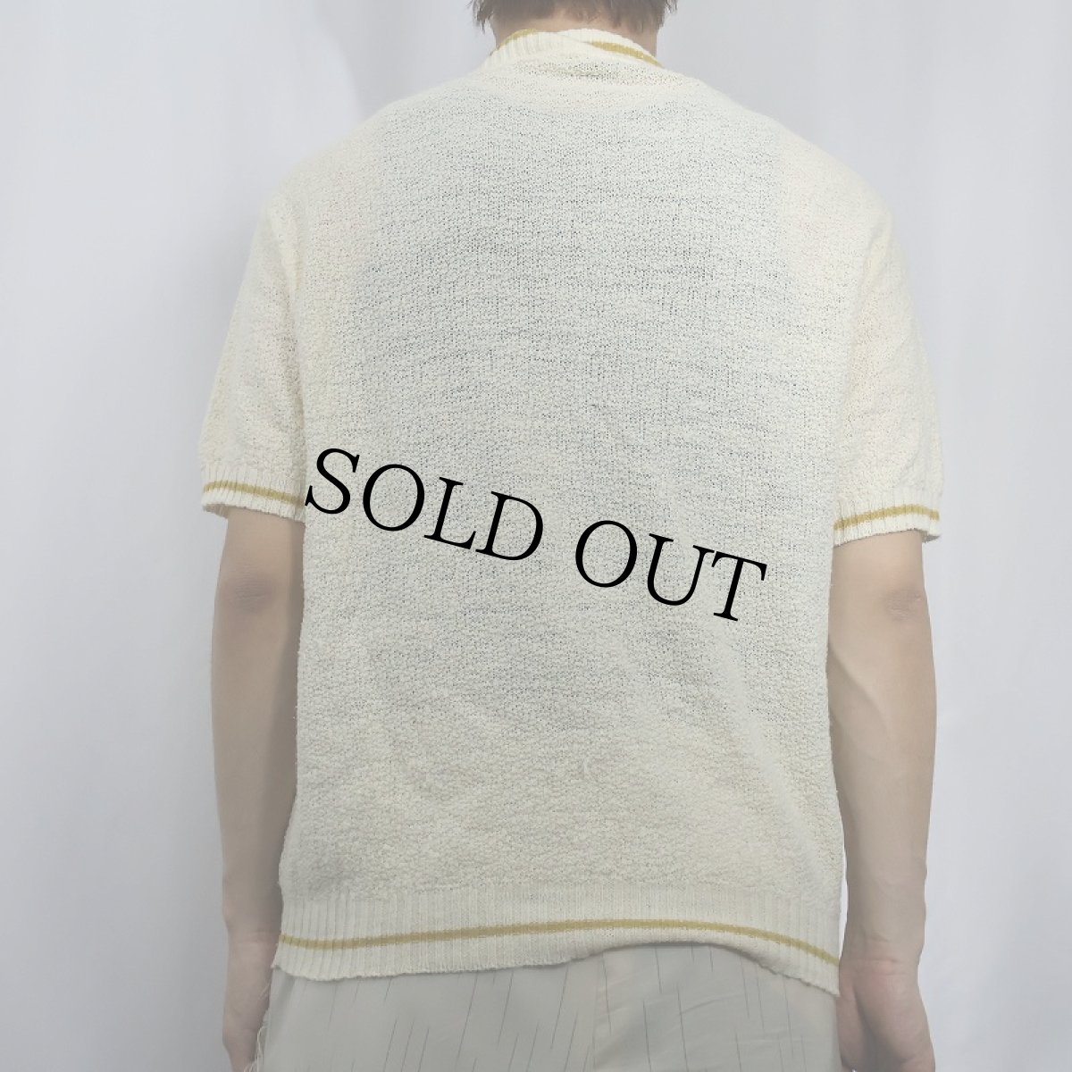 画像3: 60〜70's ARROW ハイネック 半袖アクリルニットセーター XL (3)