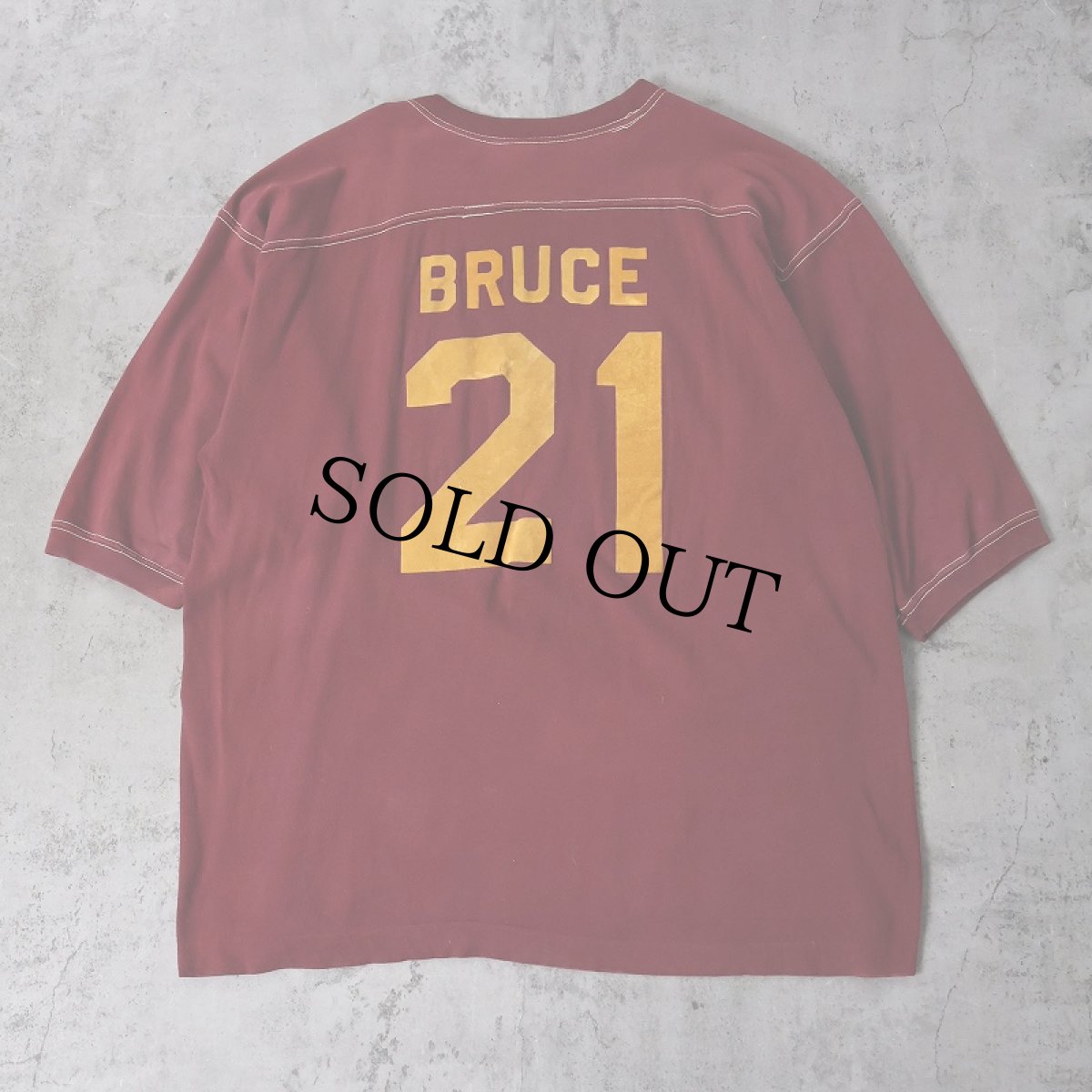 画像2: 60's Sportswear フロッキープリント フットボールTシャツ L (2)