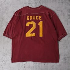 画像2: 60's Sportswear フロッキープリント フットボールTシャツ L (2)