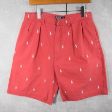 画像2: POLO Ralph Lauren ロゴ刺繍 2タック コットンチノショーツ W33 (2)