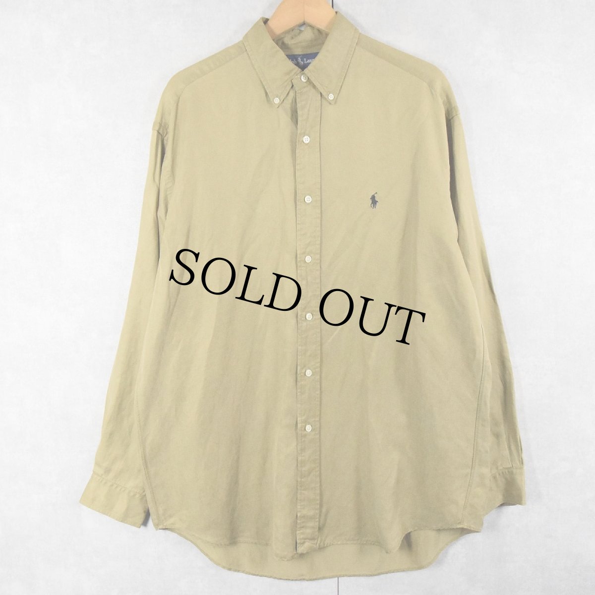 画像1: Ralph Lauren "BLAKE" シルク×リネン ボタンダウンシャツ M (1)