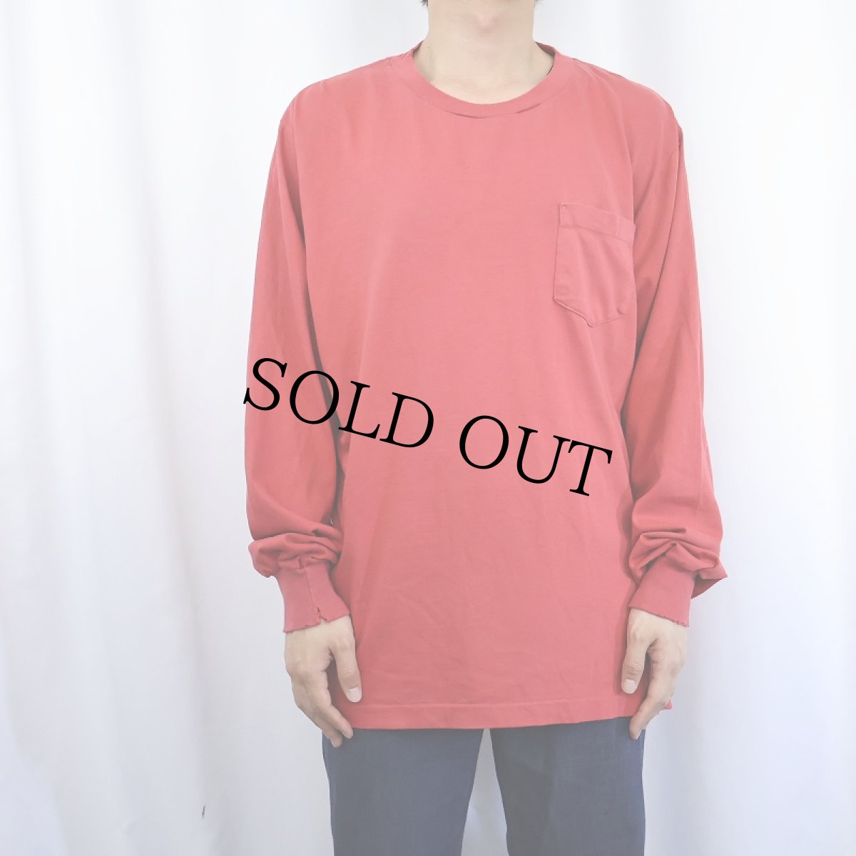 画像2: 90's LANDS' END USA製 無地ポケットロンT L (2)