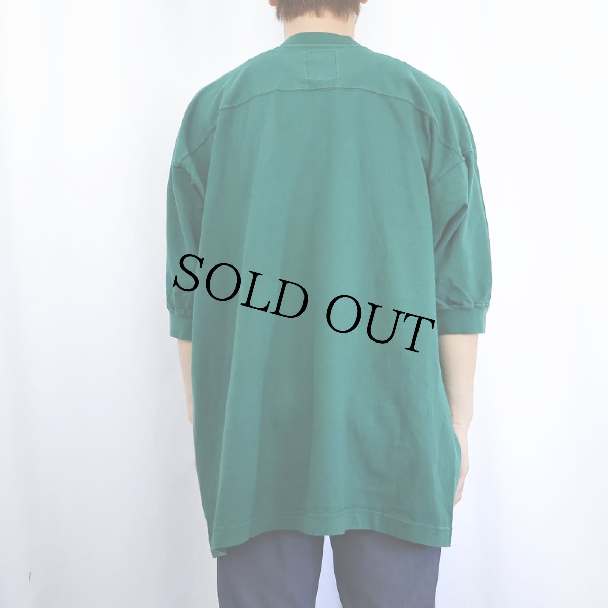 画像3: 90's RUSSELL ATHLETIC USA製 ロゴ刺繍 袖リブ付き無地Tシャツ XL (3)