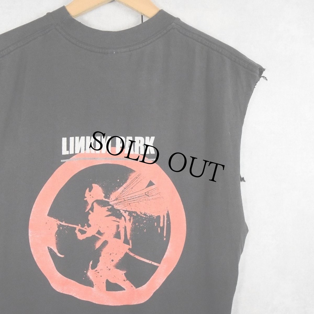 画像2: 2000's LINKIN PARK ロックバンド カットオフTシャツ BLACK M (2)