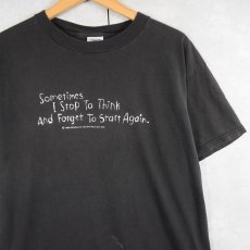 画像1: 90's DELTA USA製 ”Sometimes I Stop..." プリントTシャツ BLACK M (1)