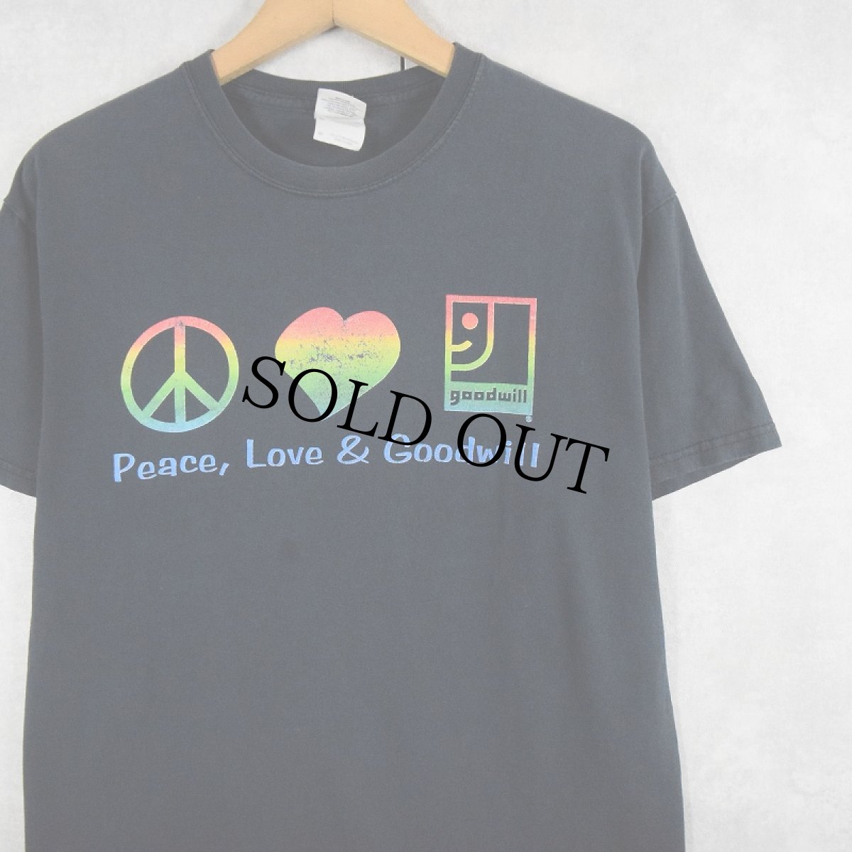 画像1: Goodwill Industries "Peace, Love & Goodwill" 非営利団体プリントTシャツ M (1)