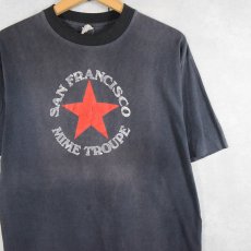 画像1: 80's USA製 "SAN FRANCISCO MIME TROUPE" 劇団ロゴプリントTシャツ BLACK L (1)