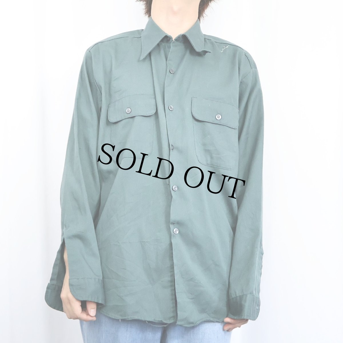 画像2: 60's BIG YANK チェーン刺繍 コットン×ポリエステルシャツ (2)