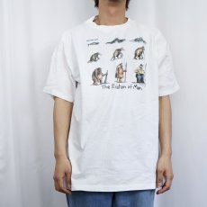 画像2: 90's THE FAR SIDE USA製 "The Evolution of Man" シュールイラストプリントTシャツ L  (2)