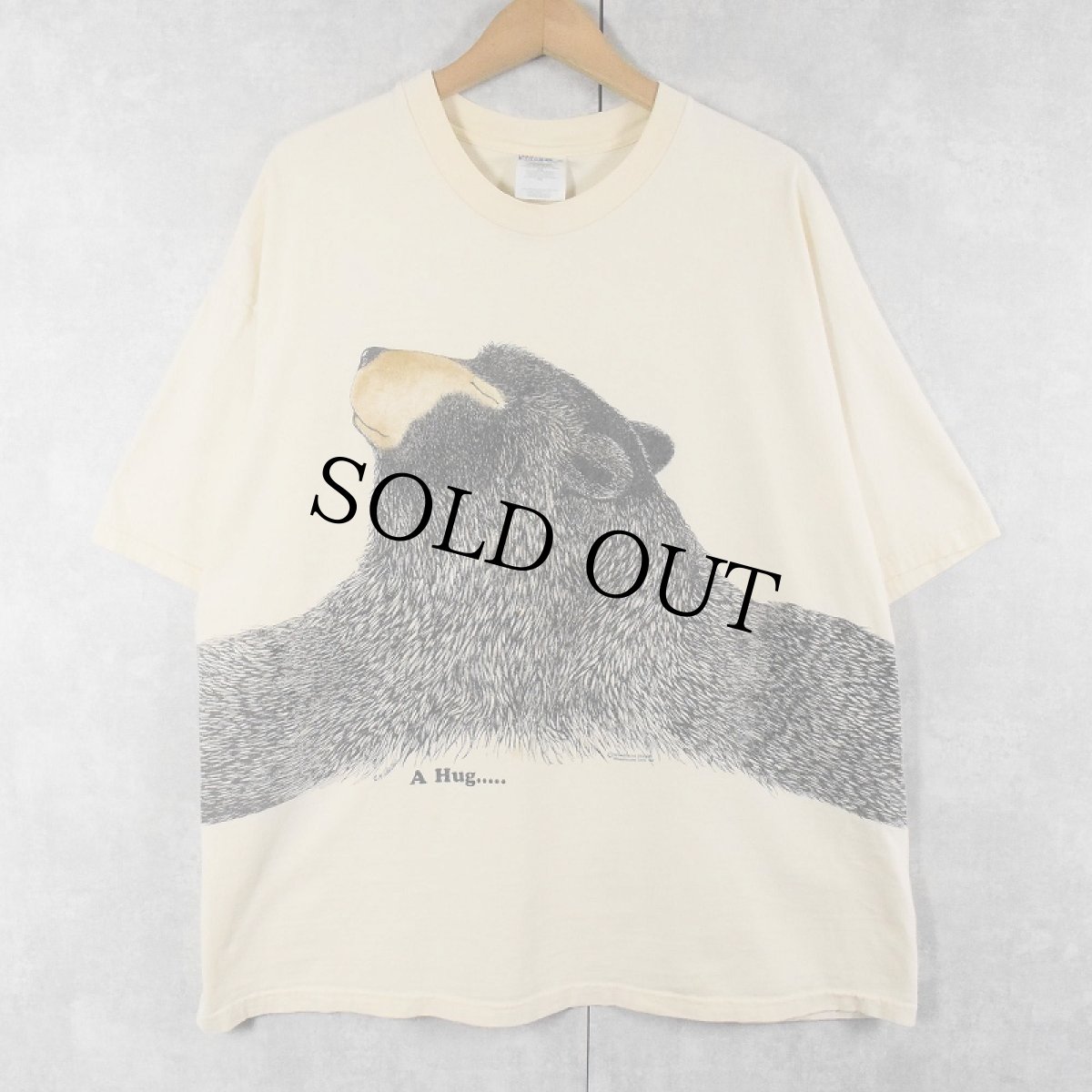 画像1: 90's Wheelhouse Designs USA製 "A Hug..." くまプリントTシャツ XXL (1)