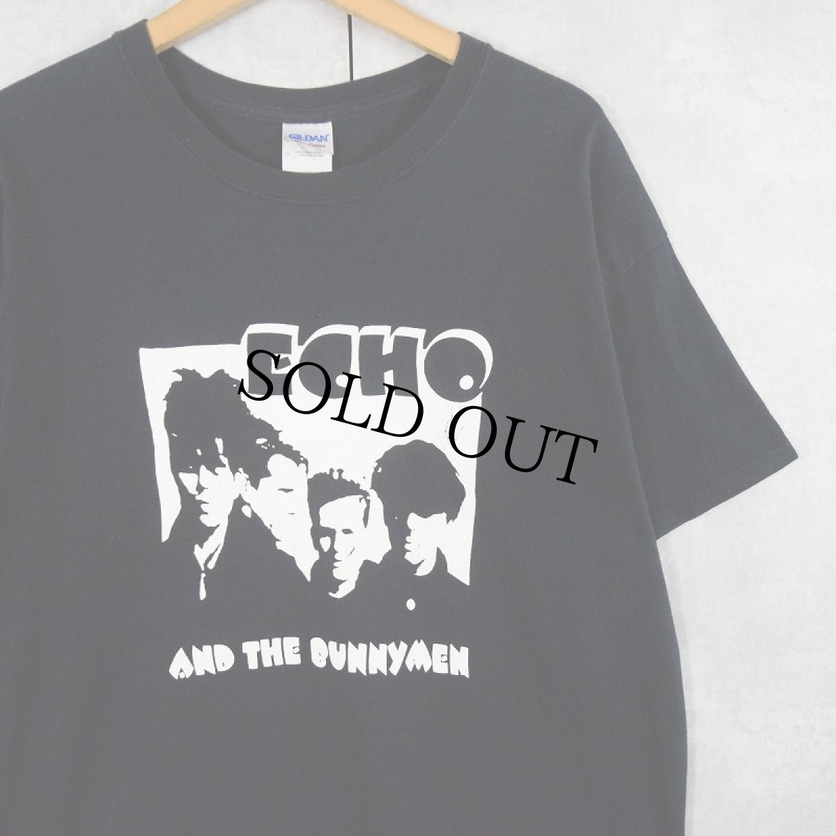 画像1: ECHO & THE BUNNYMEN ポストパンクバンドTシャツ BLACK L (1)