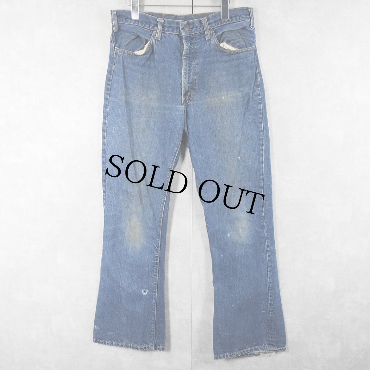 画像1: 60〜70's LEVI'S 646 BIGE ベルボトムデニムパンツ W33 (1)