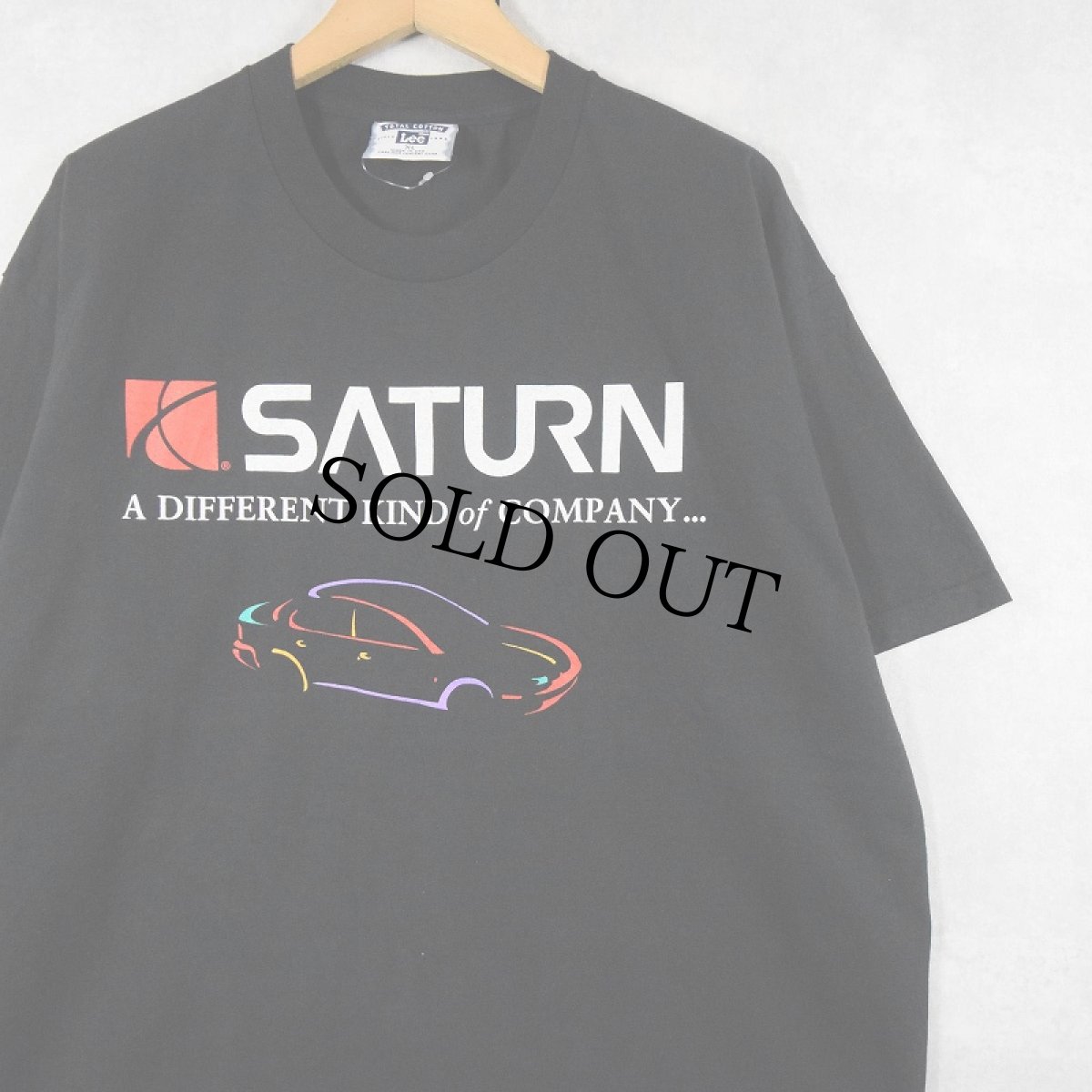 画像1: 90's SATURN USA製 企業ロゴプリントTシャツ BLACK XL (1)