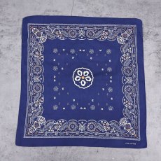 画像2: 60's〜 花柄 バンダナ NAVY (2)