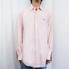 画像2: Ralph Lauren "BLAKE" ロゴ刺繍 TWO-PLYコットンボタンダウンシャツ L (2)