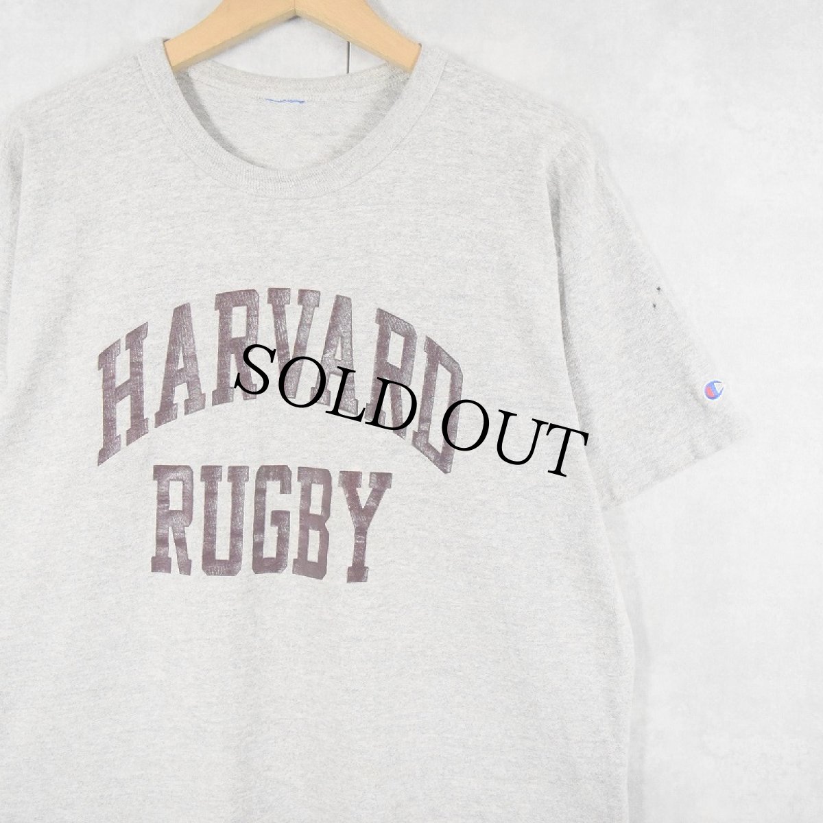 画像1: Champion "HARVARD RUGBY" 霜降り プリントTシャツ (1)