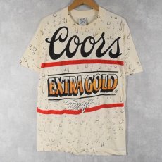 画像1: 90's Coors Beer USA製 "EXTRA GOLD" ビールメーカー 大判プリントTシャツ L (1)