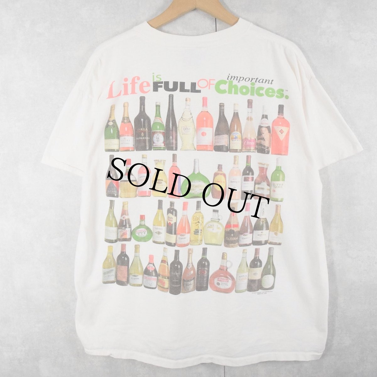 画像1: 90's USA製 "Life is Full Of Important Choices" アルコール飲料プリントTシャツ XL (1)