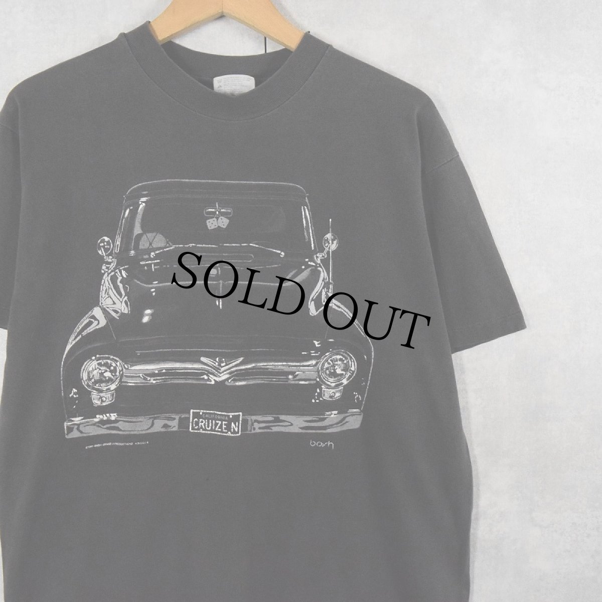 画像1: 90's BASH-BRAND 車プリントTシャツ BLACK L (1)
