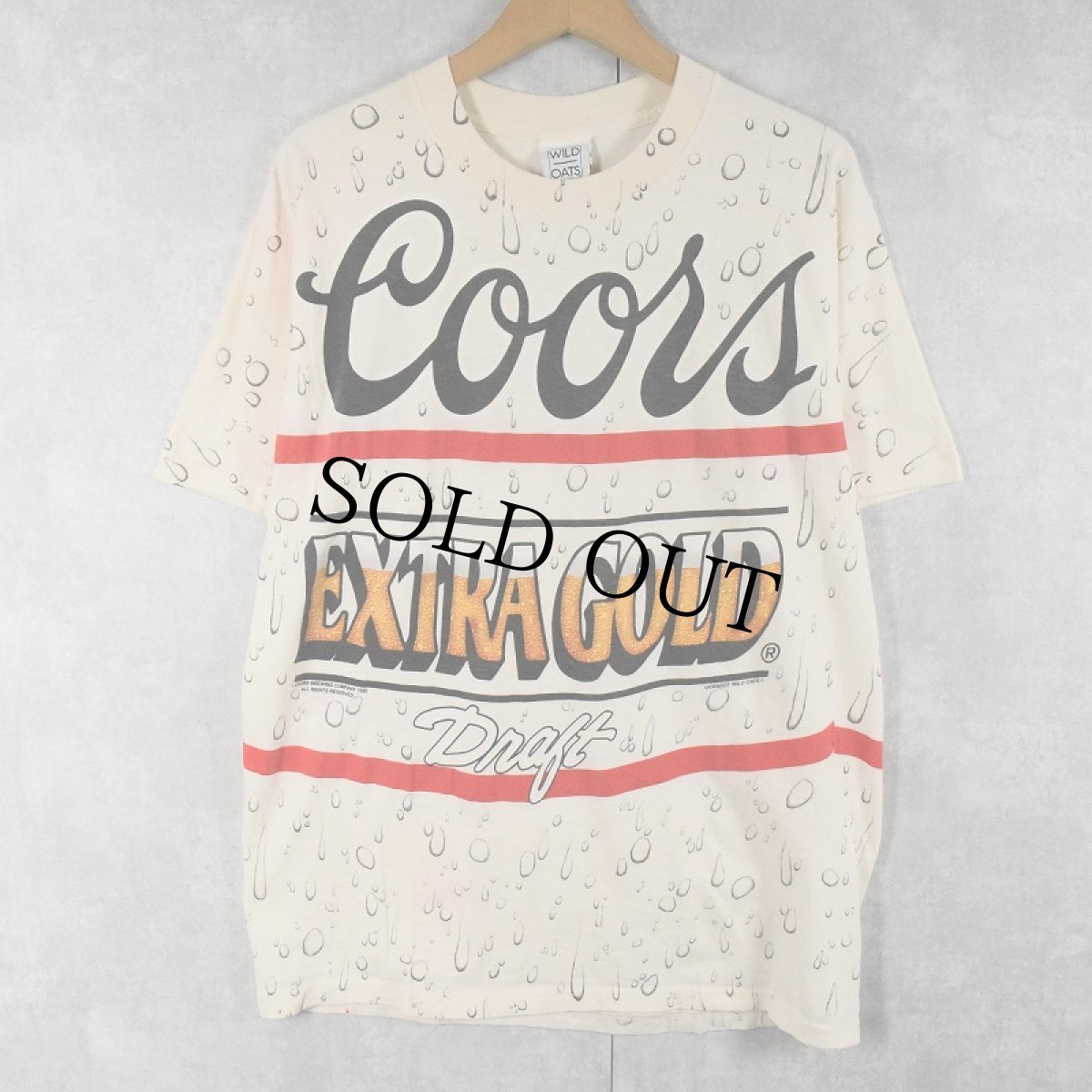 画像1: 90's Coors Beer USA製 "EXTRA GOLD" ビールメーカー 大判プリントTシャツ L (1)