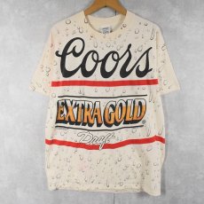 画像1: 90's Coors Beer USA製 "EXTRA GOLD" ビールメーカー 大判プリントTシャツ L (1)